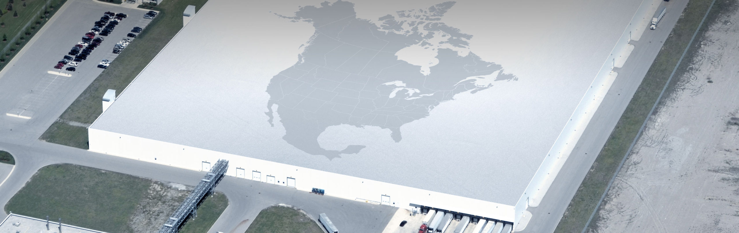 Overview of Empire Roofing project with map outline of North America